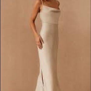 BHLDN Cali Satin Charmeuse Midi Dress - Champagne size 8
